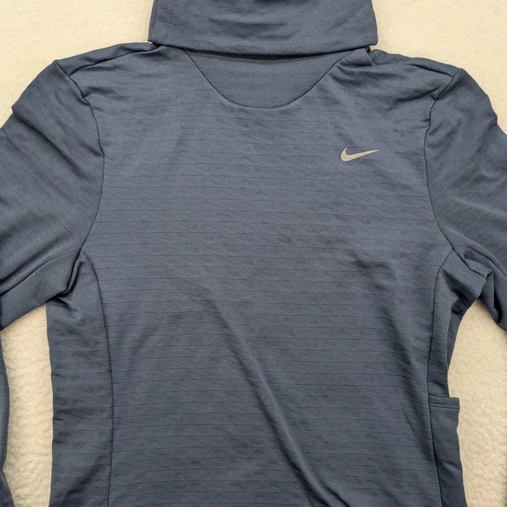 Nike Pullover Womens XS‎ Therma-Fit Running Sweatshirt Mock Neck Thumbholes Gray